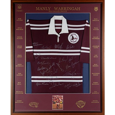 Framed and Signed Manly Warringah Sea Eagles Greats Jersey