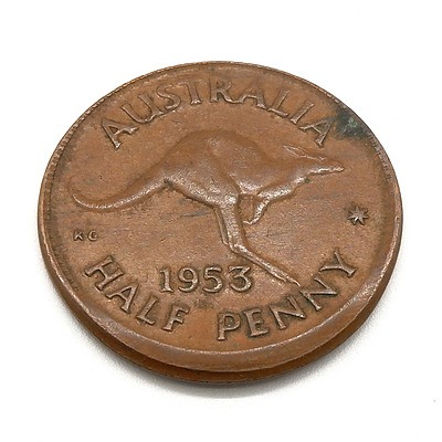 1953 Australia Half Penny MISTRIKE ERROR