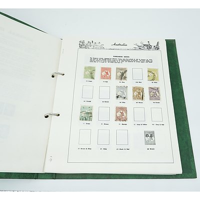 The Australian Stamp Album with Pre Decimal and Decimal Stamps Including 1/2 D Green Kangaroo and 1D Red Kangaroo and More