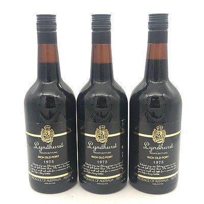 Lot of 3x Lyndhurst 1975 Rich Old Port