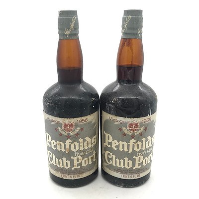 Lot of 2x Penfolds Vintage 1956 Five Star Club Port