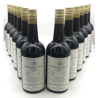 Case of 12x Brown Bros. N.V. Queanbeyan District Cricket Club First Grade Premiers 1980-81 Reserve Port