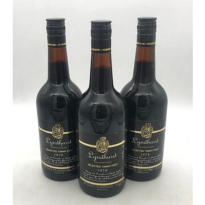 Lot of 3x Lyndhurst 1978 Selected Tawny Port