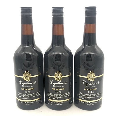 Lot of 3x Lyndhurst 1975 Rich Old Port