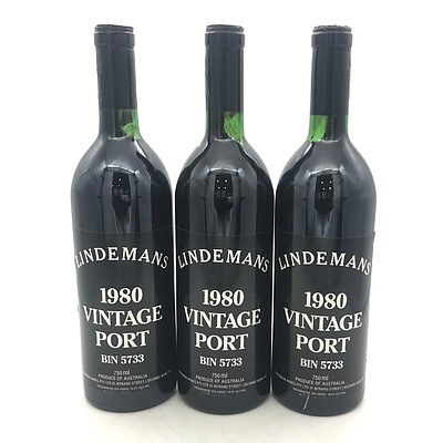Lot of 3x Lindemans 1980 Vintage Port Bin 5733