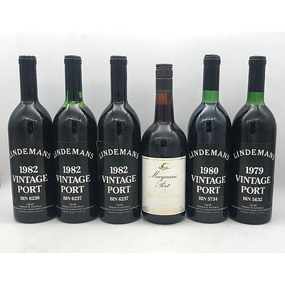 Case of 1x Lindemans N.V. Macquarie Port & 5x Lindemans 1979-1982 Assorted Vintage Port's