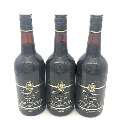 Lot of 3x Lyndhurst 1975 Rich Old Port