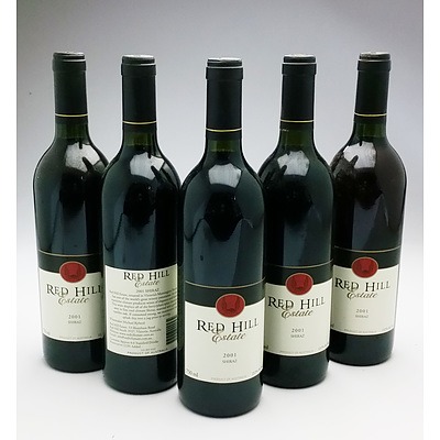 Red Hill Estate Mornington Peninsula 2001 Shiraz- Lot of Five Bottles (5)
