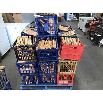 Large Group of Wooden Coathangers