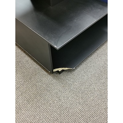 Dark Laminate 3 Tier Mobile Clothing Display Shelves - Lot of 4