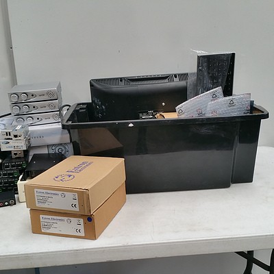Lot Of Two Bulk Tubs Of AV & Electrical Gear