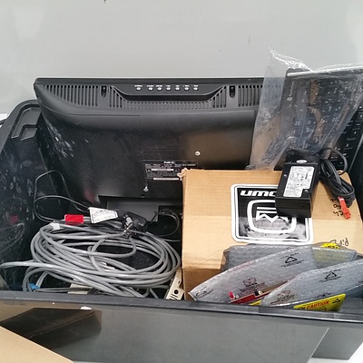 Lot Of Two Bulk Tubs Of AV & Electrical Gear