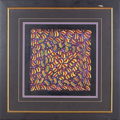 Joy Purvi (Aboriginal 1962-) Bush Foods Story, Oil on Board