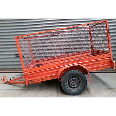 7' x 4' Single Axle Box Trailer With Cage Sides