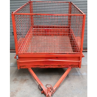 7' x 4' Single Axle Box Trailer With Cage Sides