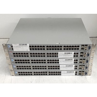 Nortel BayStack (5520-48T-PWR) 48-Port Gigabit Ethernet Switches - Lot of Five