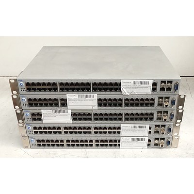 Nortel BayStack (5520-48T-PWR) 48-Port Gigabit Ethernet Switches - Lot of Five