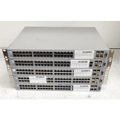 Nortel BayStack (5520-48T-PWR) 48-Port Gigabit Ethernet Switches - Lot of Five