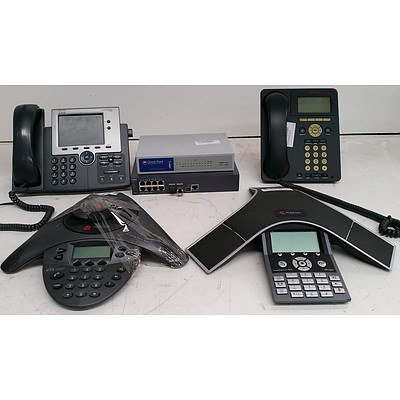 Bulk Lot of Assorted IT & Office Equipment - Office Phones, Teleconferencing Equipment & Network Switch