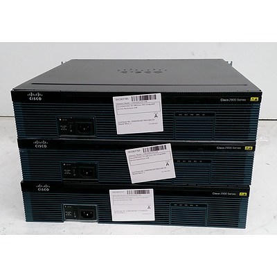 Cisco (CISCO2921/K9 V08) 2900 Series Integrated Services Router - Lot of Three