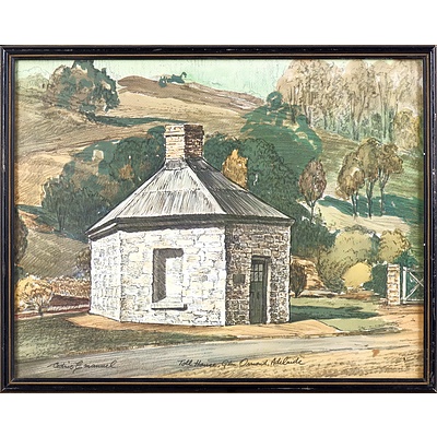 Nicola Dickson "The African" Watercolour, Pencil Sketch of a Indian Woman, Julia Cain Music Room Etching, and Two Cedric Emanuel Offset Prints