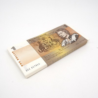 100 Consecutively Numbered Uncirculated $1 Johnston/Stone Paper Notes DGZ057845-DGZ057944