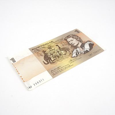 100 Consecutively Numbered Uncirculated $1 Johnston/Stone Paper Notes DGZ057845-DGZ057944