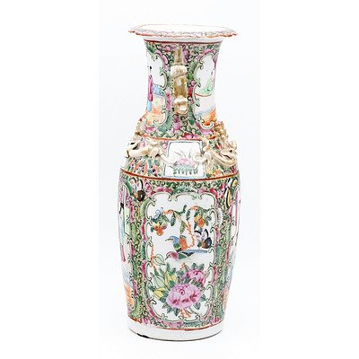 Antique Chinese Cantonese Famille Rose Vase, Late 19th Century