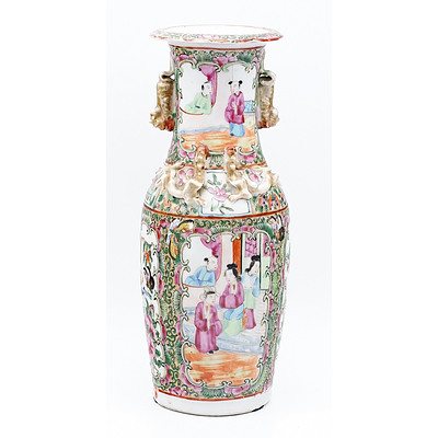 Antique Chinese Cantonese Famille Rose Vase, Late 19th Century