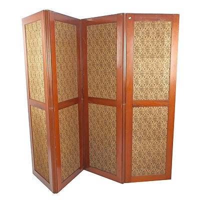 Antique Mahogany Fourfold Screen Circa 1900