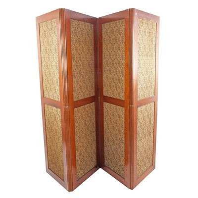 Antique Mahogany Fourfold Screen Circa 1900