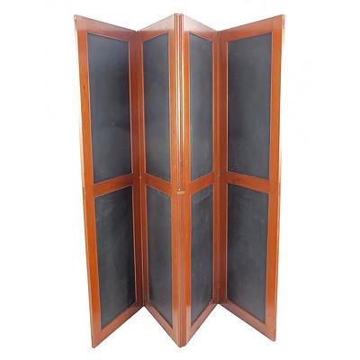 Antique Mahogany Fourfold Screen Circa 1900