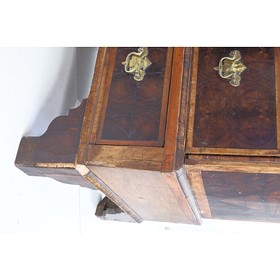 William & Mary Oyster Laburnum and Walnut Chest Circa 1700, Ex 1929 Burdekin House Exhibition (Label Verso) Catalogue No.25 