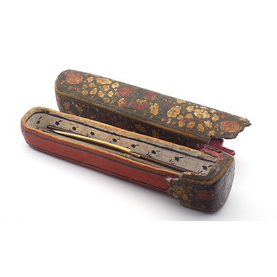 Antique Indo Persian Papier Mache Scribes Pen Box (Qalamdan)