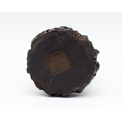 Three Chinese Moulded Resin 'Imitation Bronze' Figures of Sages