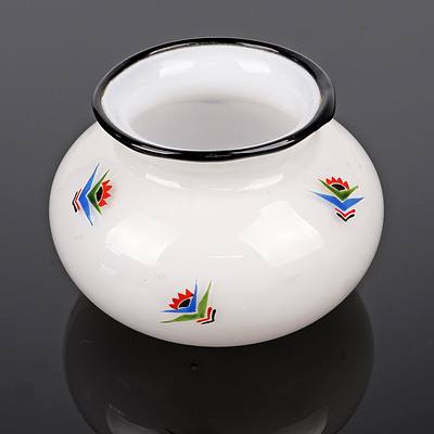 Austrian Loetz Hand Enamelled 'Tango' Glass Squat Vase or Bowl, Early 20th Century