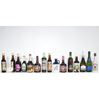 Quantity of 15 Vintage Bottles of Alcohol Including Dr Jurds Jungle Juice, Mcwilliams Cherry Cocktail, Lindemans Shiraz Cabernet 1987 and More
