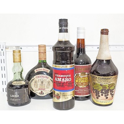 Various Liqueurs and Wine as Shown