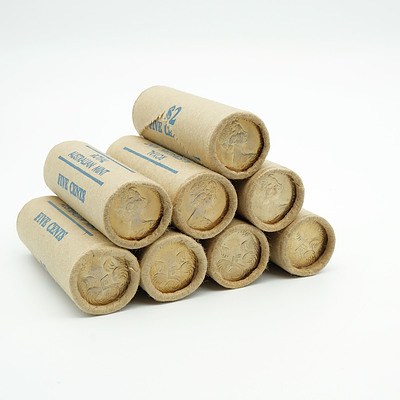 Eight RAM 1980 5 Cent Rolls
