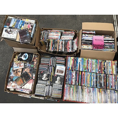Very Large Selection of DVD's, CD's, VHS Videos and Books