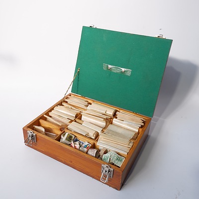 Large Collection of Australian Pre Decimal and Decimal Stamps in a Bespoke Box, Including Various Stamp Bundles