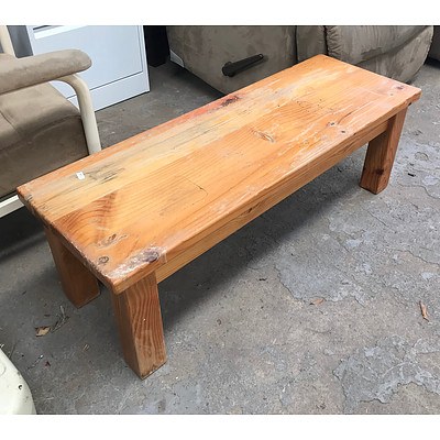 Short Rectangular Wooden Coffee Table