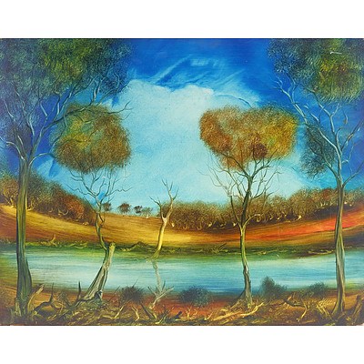 Ron Willis (Working 1970s) Lagoon, Oil on Board