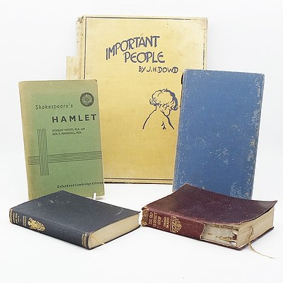 Group of Five Vintage Books Including Shakespeare and Charles Dickens