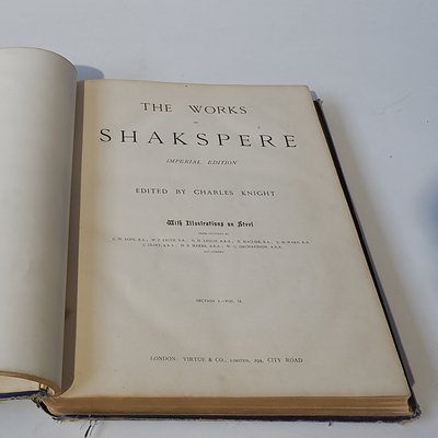 Four Antique Volumes of The Imperial Shakspere, Edited Charles Knight, Virtue & co, London