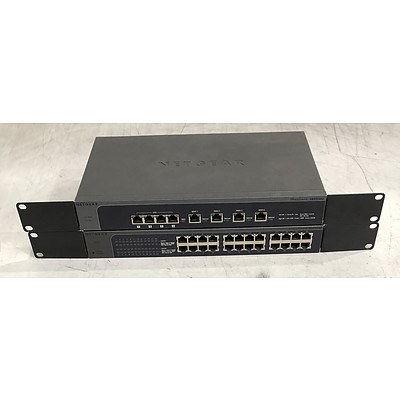 Netgear ProSafe SRX5308 & ProSafe JG5524E Networking Appliances - Lot of Two