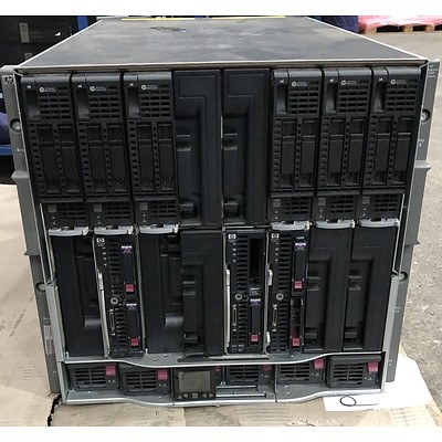 HP BladeSystem c7000 Enclosure Blade Server Chassis w/ 8 x HP ProLiant Blade Servers
