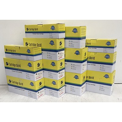 Bulk Lot of Assorted CartridgeWorld Toner Cartridges