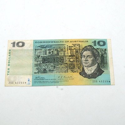 Scarce Commonwealth of Australia $10 Star Note, Phillips/ Randall ZSG43255*