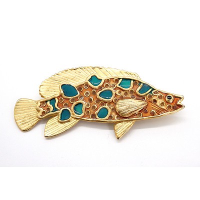 Robyn Gordon Gilt and Enamel Barramundi Brooch